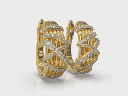 Diamond Ribbon Hoop Earrings