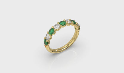 Classic Emerald and Diamond Stackable Band