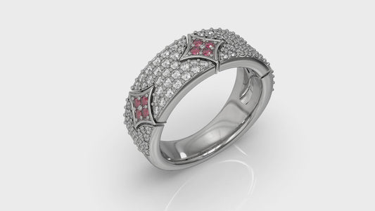 Diamond and Ruby Vlora Start Ring