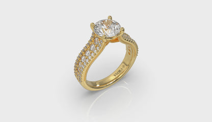 Bold Cathedral Round Diamond Engagement Ring