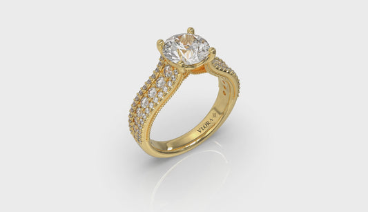 Bold Cathedral Round Diamond Engagement Ring