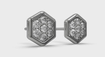 Diamond Cluster Honeycomb Stud Earrings