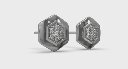Diamond Cluster Honeycomb Stud Earrings