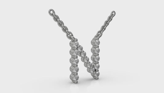 Diamond Alphabet Pendant Necklace, N