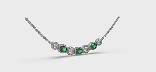 Diamond and Emerald Rounded Bezel Pendant
