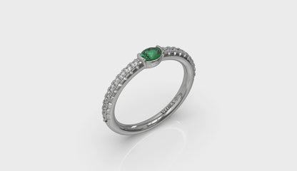 Diamond and Oval Emerald Centerstone Ring