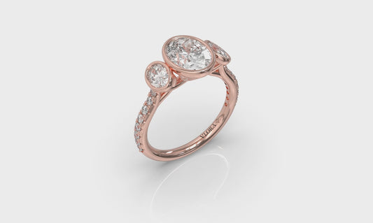 Trio Oval Bezel Engagement Ring