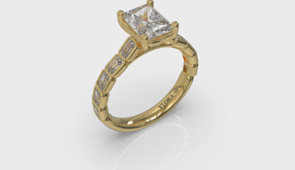 Bezeled Emerald Cut Engagement Ring