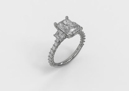 Matching Band for Interwoven Emerald Cut Three Stone Engagement Ring