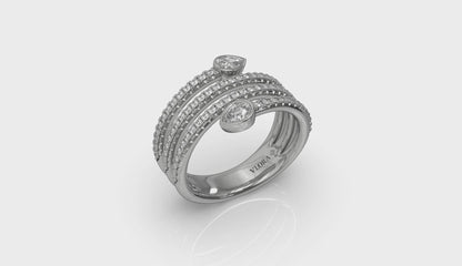 Diamond Three Row Diamond Pear Wrap Ring