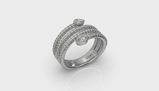 Diamond Three Row Diamond Pear Wrap Ring