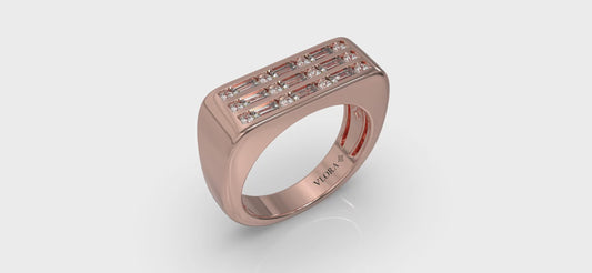 Diamond Baguette and Round Flat Top Ring