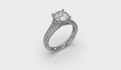 Dramatic Cathedral Hidden Halo Engagement Ring