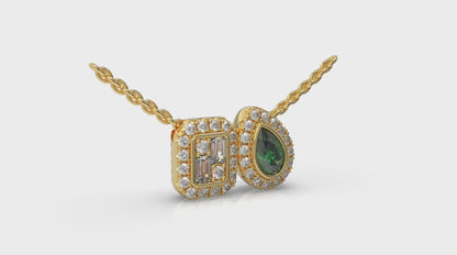 Diamond and Emerald Toi et Moi Pendant