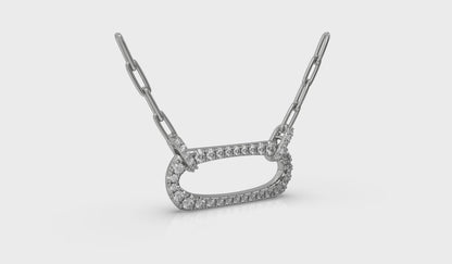 Diamond Accent East West Open Oval Pendant with Link Necklace