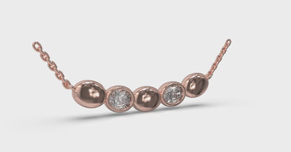 Contoured Gold and Diamond Pebble Necklace