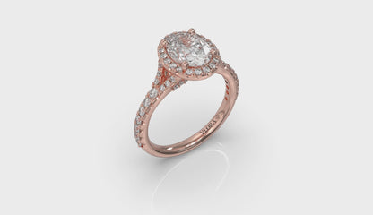 Timeless Halo Split Shank Oval Engagement Ring