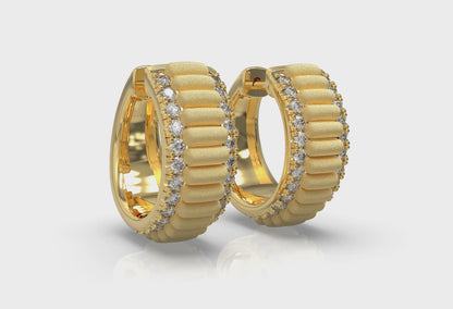 Fluted Huggie Earrings with Satin Finish