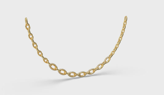 Open Navette Silhouette wtih Diamonds Necklace