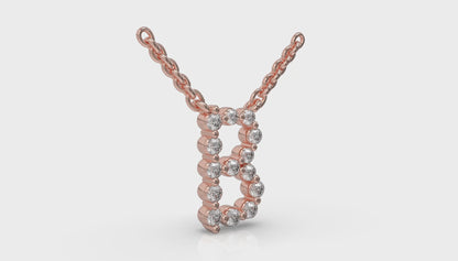 Diamond Alphabet Pendant Necklace, B