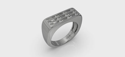 Diamond Baguette and Round Flat Top Ring