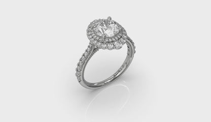 Cathedral Arch Double Halo Round Engagement Ring