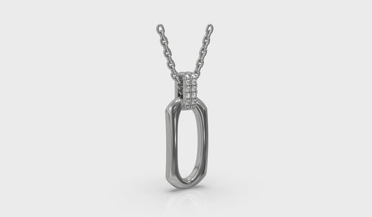Diamond Accent North South Open Oval Pendant with Link Necklace