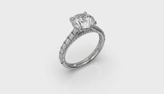 Timeless Cathedral Engagement Ring with Hidden Halo