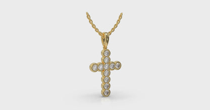 Rounded Bezel Set Diamond Cross Pendant