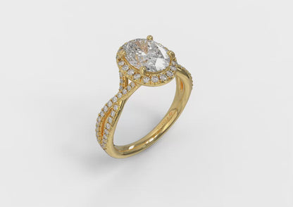 Entwined Oval Halo Matching Wedding Band