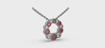 Diamond and Ruby Circle Bezel Pendant
