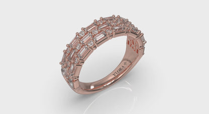 Triple Row Baguette and Diamond Band