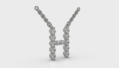 Diamond Alphabet Pendant Necklace, H