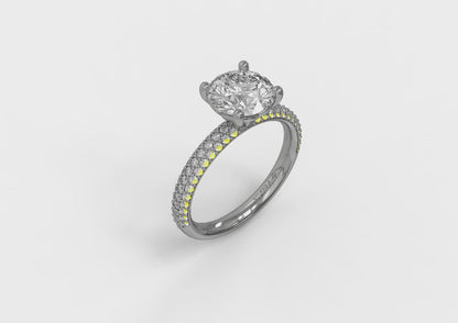 Shimmering Engagement Ring with Micropave Band