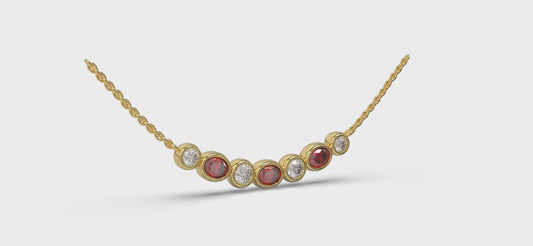 Diamond and Ruby Rounded Bezel Pendant