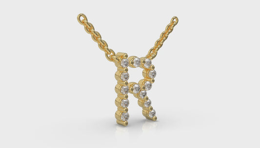 Diamond Alphabet Pendant Necklace, R