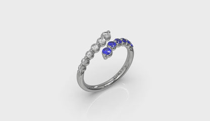 Diamond and Blue Sapphire Open Wrap Ring