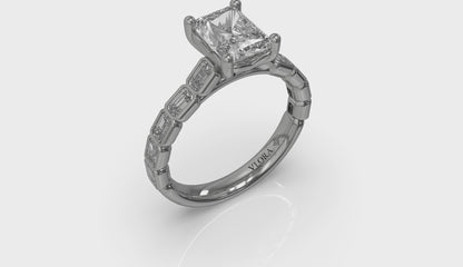 Bezeled Emerald Cut Engagement Ring