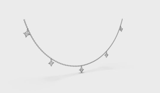 Multi Diamond Vlora Star Tassel Necklace