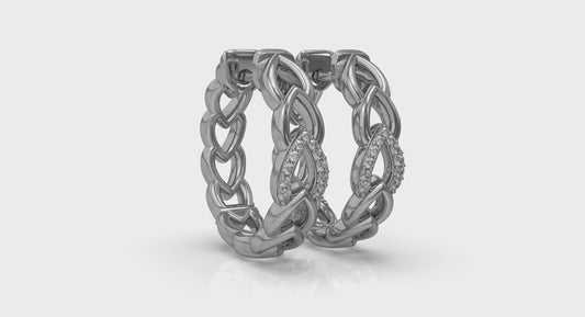 Diamond Accent Open Multi Tear Drop Link Earrings