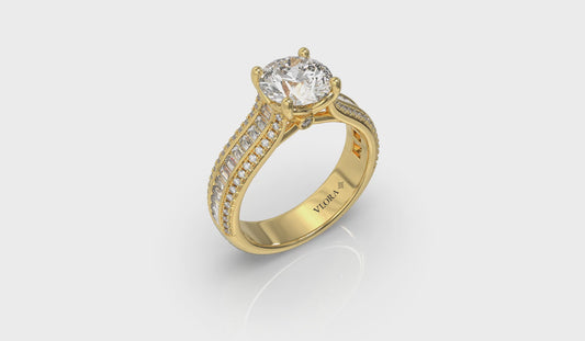 Opulent Cathedral Round Diamond Engagement Ring