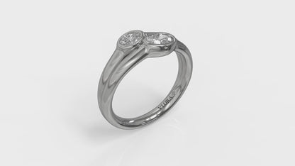 Double Oval Bezel-Set Diamond Ring