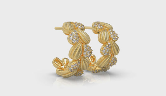 Scalloped Hoop Earrings with Satin Finish