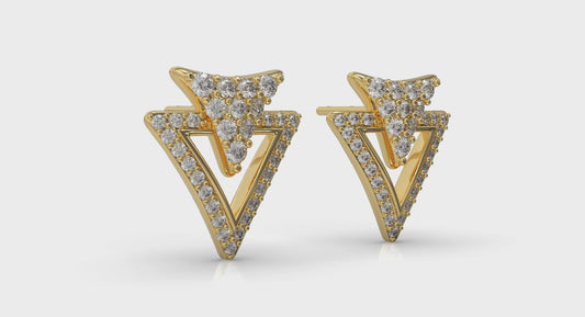 Diamond Double Trinity Open Stud Earrings