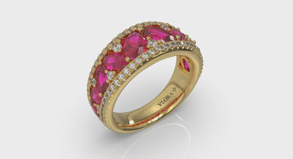Oval Ruby and Pavé Diamond Band