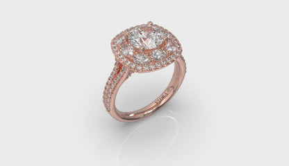 Exquisite Double Halo Round Engagement Ring
