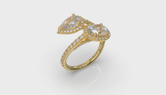 Oval and Pear Halo Toi et Moi Engagement Ring