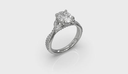 Enchanted Vine Oval Hidden Halo Engagement Ring