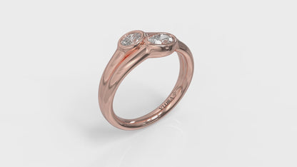 Double Oval Bezel-Set Diamond Ring