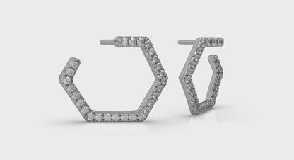 Diamond Forward-Facing Honeycomb Open Hoop Earrings
